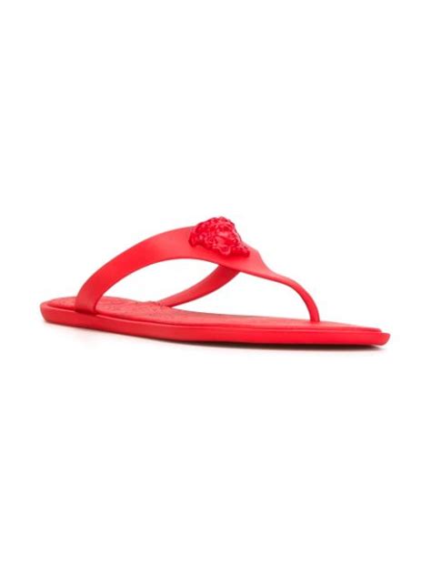 versace medusa palazzo thong sandals red|Versace .